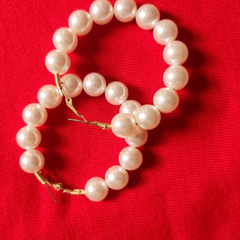 Pearl hoop earrings pageant
